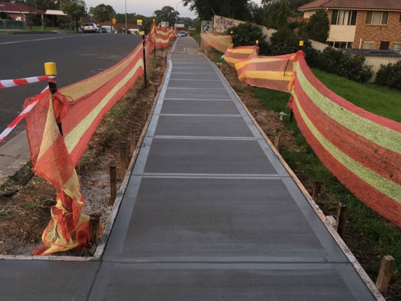 Concrete kerb, crossover and civil pavement works on a Sydney road