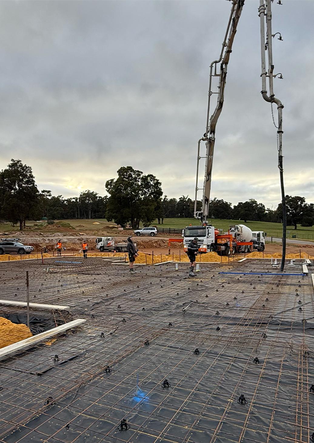 Reinforced loading dock slab and ramp under construction