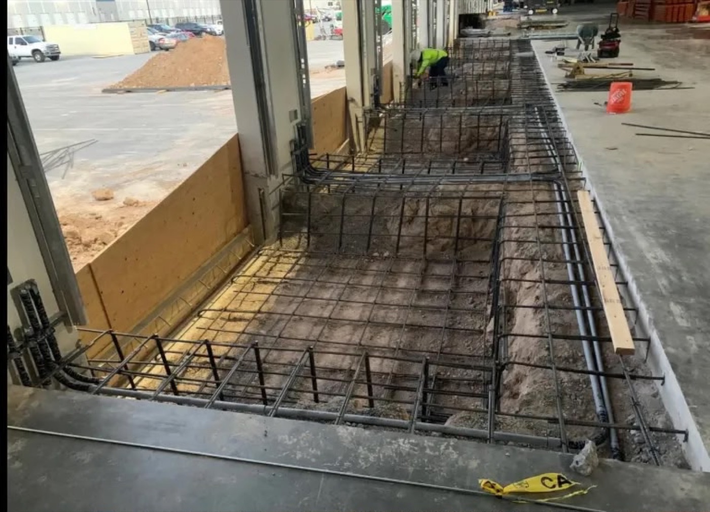 Steel reinforcement laid for a loading dock concrete pour at a Sydney warehouse